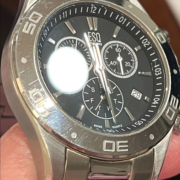 ESQ Men's Silver and Black Chronograph Watch - Picture 6 of 10